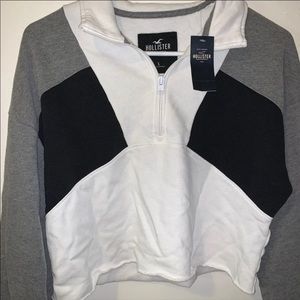 Hollister Cropped Colorblock Quarter Zip
